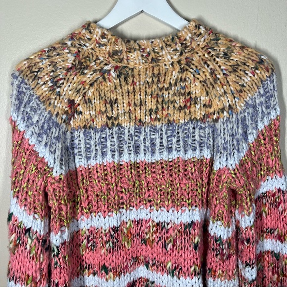 Anthropologie Chunky Knit Multicolor Kahlo Stripe Sweater Womens Size Small Boho - Picture 7 of 11